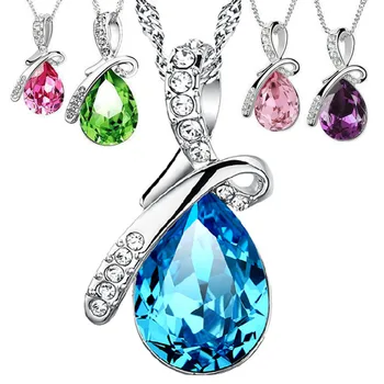 Luxury Designer Jewelry Women Pendant Necklace Women Gift Angel Tears Crystal Diamond Teardrop Water Drop Chain Necklace Jewelry
