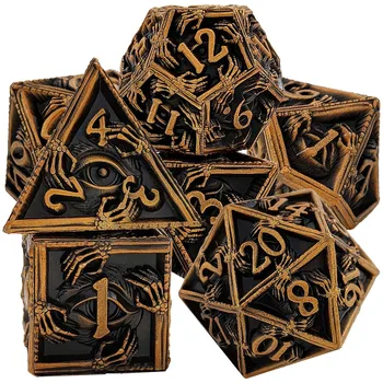 Skeleton Hand Metal DND Dice 7 Pieces/Set For Dungeons And Dragons RPG Dice Toys Games / Antique Gold