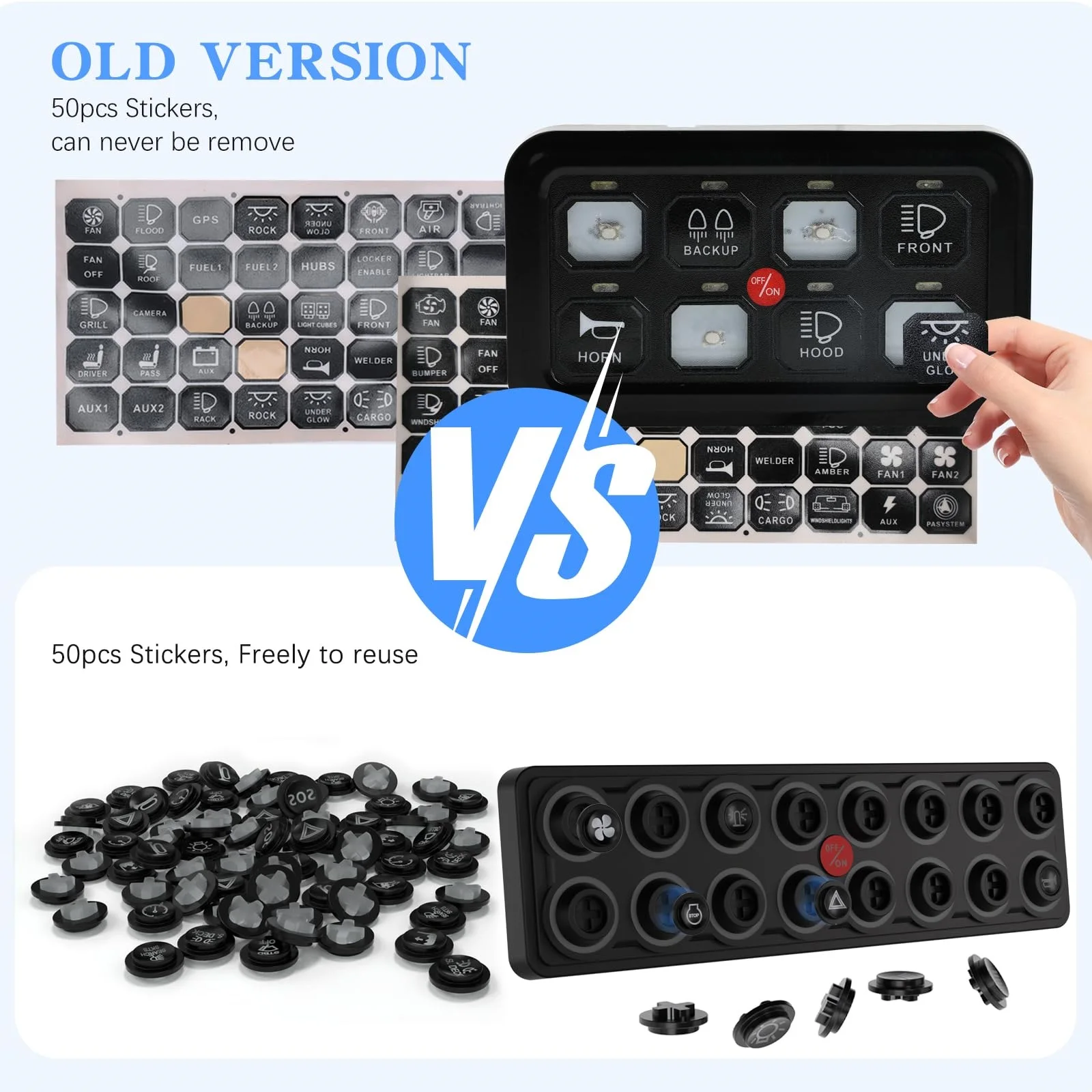 Multi Function 4 Modes 8 Colors Backlight 60A 12V Car Relay Circuit Control Box 16 Gang RGB Marine Touch Switch Panel Waterproof