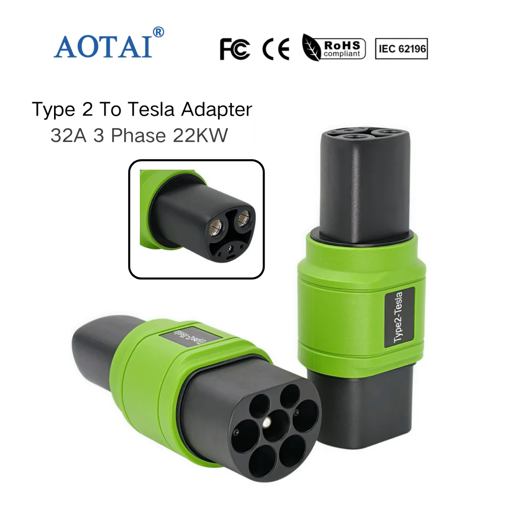 AOTAI EV Charging Adapter Type 2 to NACS Charger Adapter Converter for Type 2 Car Charging Stations Compatible with Model Y/S/3