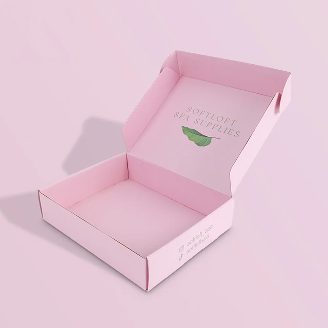 Wholesales Custom Corrugated Mailer Packaging Box Matte Lamination Pink Spot UV Shipping Box Lipstick Packaging Box