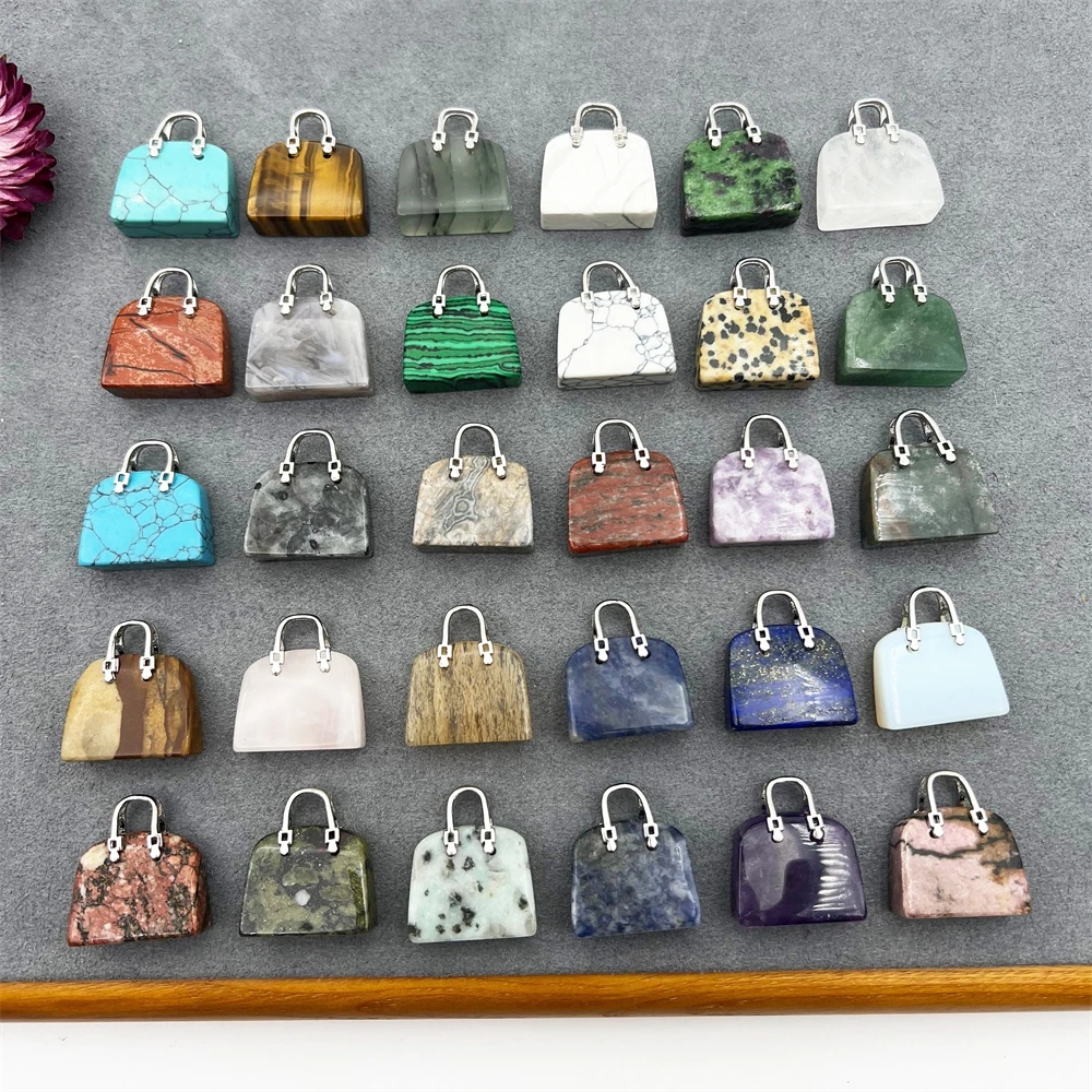 Multi-Crystal Natural Stone Jasper Quartz Gemstone Handbag Pendant for  Classic Bag Charm for Jewelry Necklace Making Healing