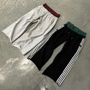 Factory Oem French Terry Loose Fit Oversized Sweatpants Custom Side Striped Men Baggy Wide Leg Double Waisted Sweatpants Men
