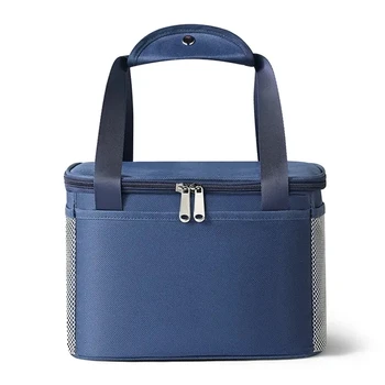 Fashionable Thick Blue Insulated Lunch Bag Reusable and Stylish for Women and Men for Travel Picnics Lunch Boxes