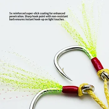 5x Strengthened Large-Bait Jig Hooks Luminous Wire Anti-Snag Design Double Hook for Sea Rock Lure Fishing-Mackerel Target – Metal Jig – view 4