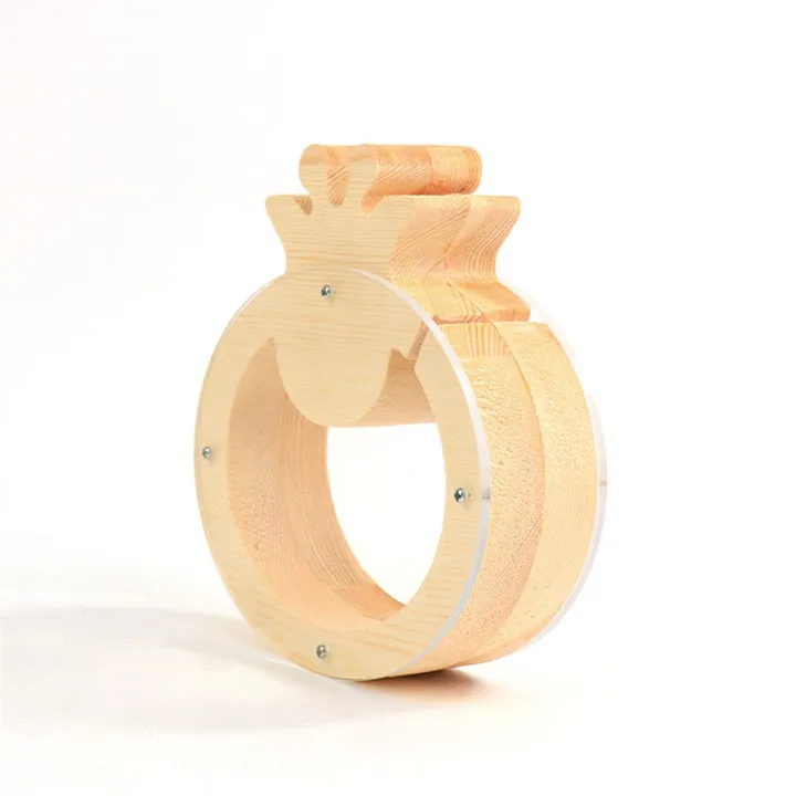 Персонализированная Милая корова Копилка сосновая древесина с кристаллом акриловая круглая форма