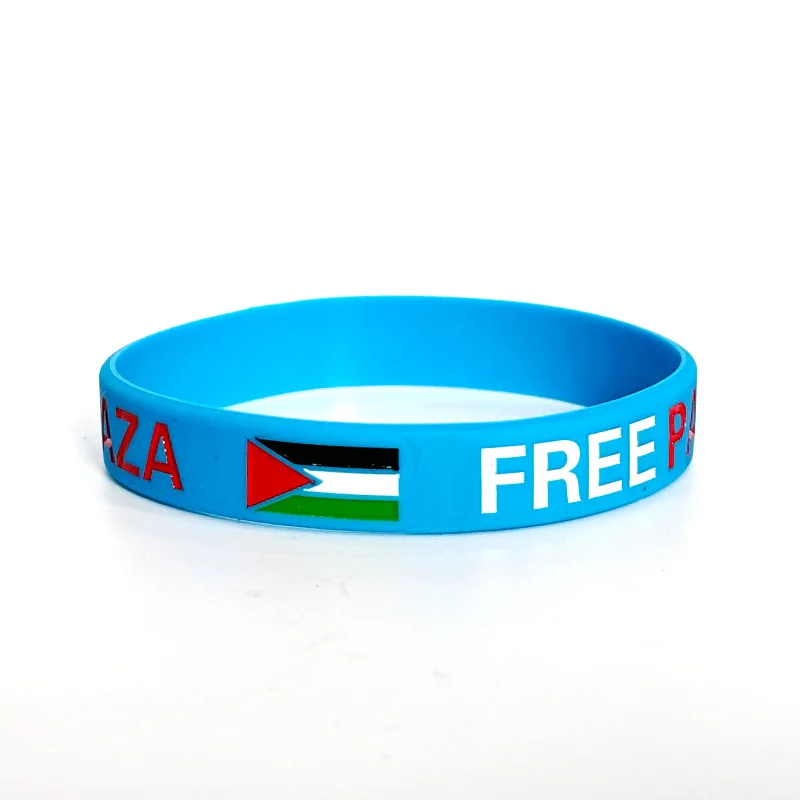 Wholesale Promotional Stock Rubber Silicone Gaza Wristband Palestine Bracelet factory