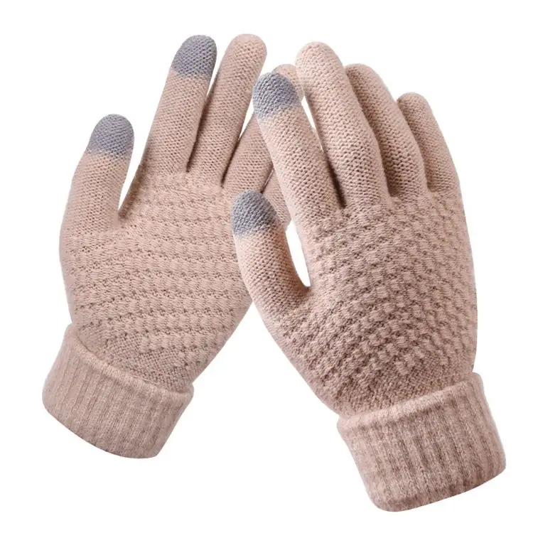 Winter Gloves Touch Screen Knitted Wool Mittens Full Finger