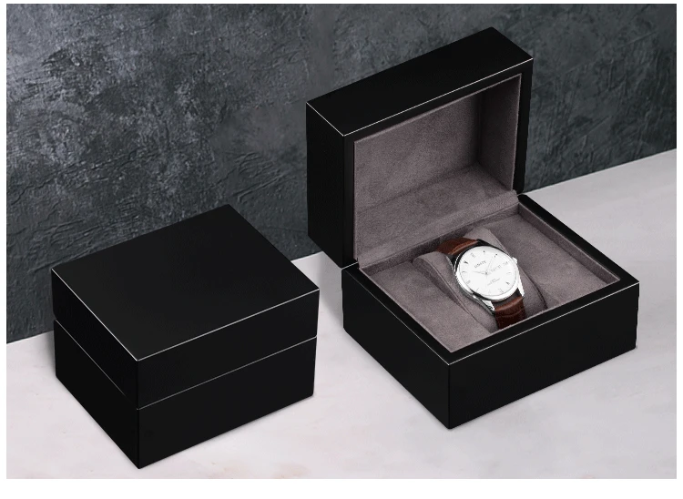 Wholesale Custom Logo Black Watch Box Cases Wooden Watch Gift Box ...