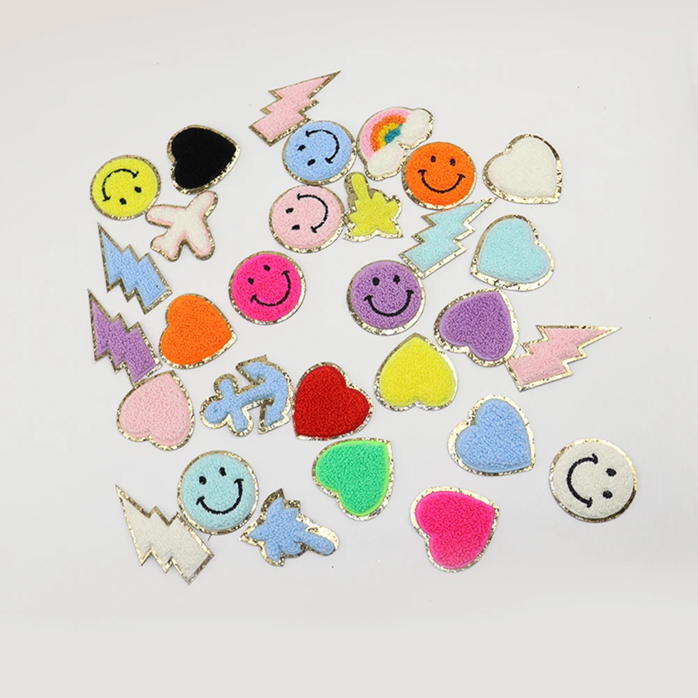 RTS Factory Wholesale Custom Patches With 3M Sticker Different Shape Embroidered Patches Self Adhesive Chenille Patches