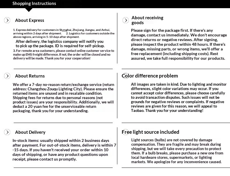 Packaging & shipping specifications