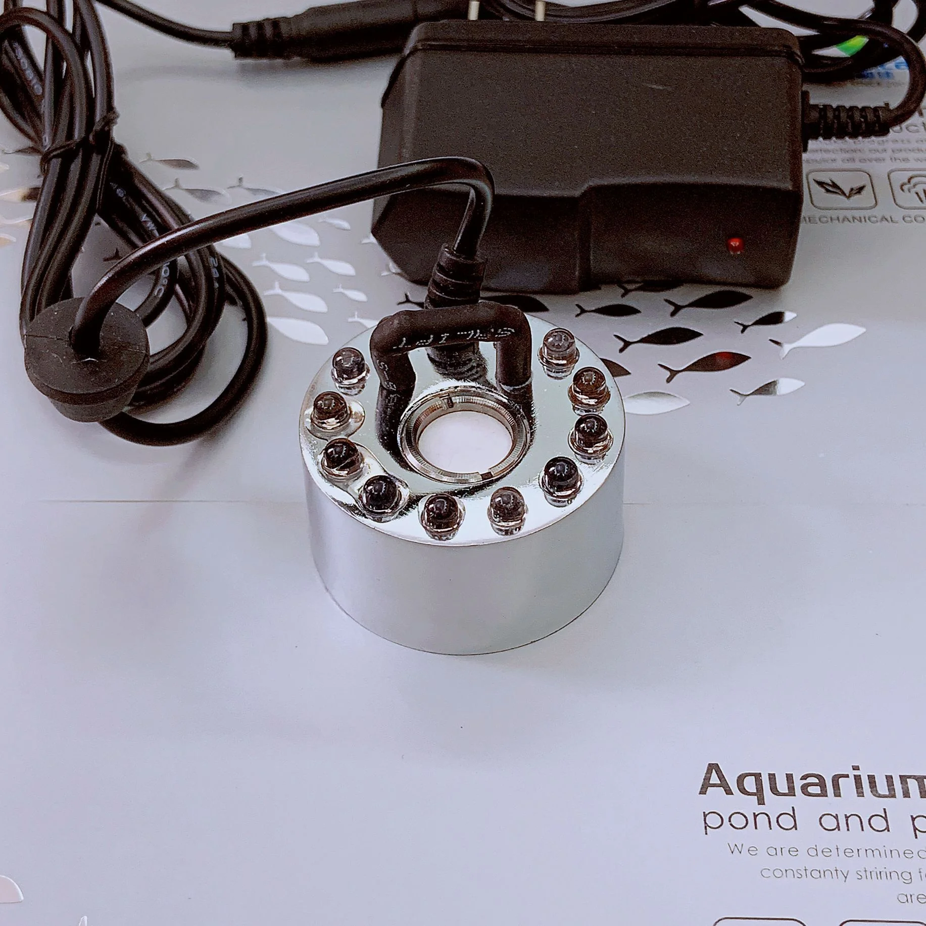 2026 Alloy Atomizer Mist Maker with 3-Color LED Auto Shut-Off Submersible Fountain Pump for Fish Tank Aquarium Landscape Decor product detail 9
