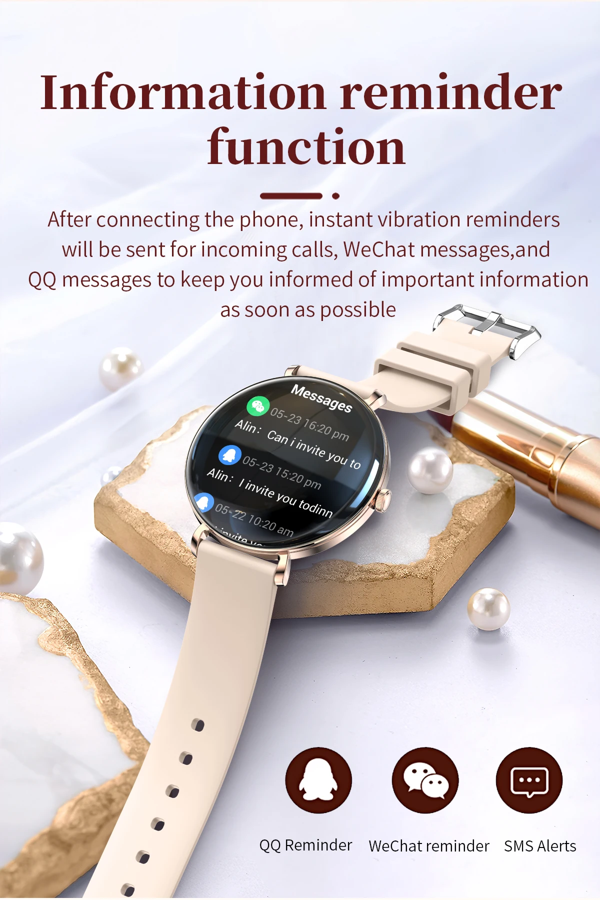 Fashion Women's Smart Watch V85 Activity Trackers BT Call Health Monitoring 1.43inch Amoled Screen Sports Relojes Smartwatch
