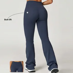 Custom Solid Butt Lifting Breathable Plus Size Women Yoga Pants Eco-Friendly High Waisted Wide Leg Yoga Leggings