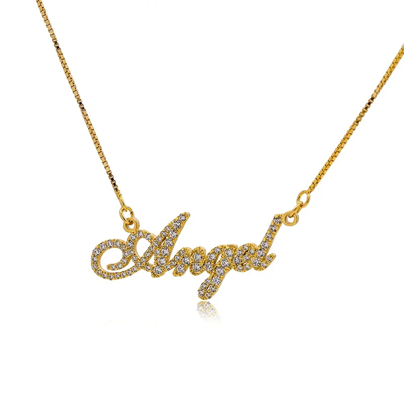 Custom Name Necklace with Diamond Bling Personalized Jewelry