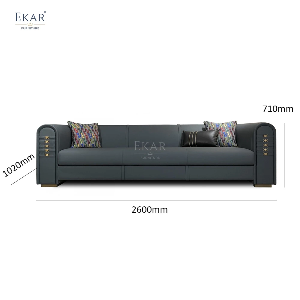 product elegant sofa with signature metal logo plate  brushed gold metal base  available in single  multiple seating-69