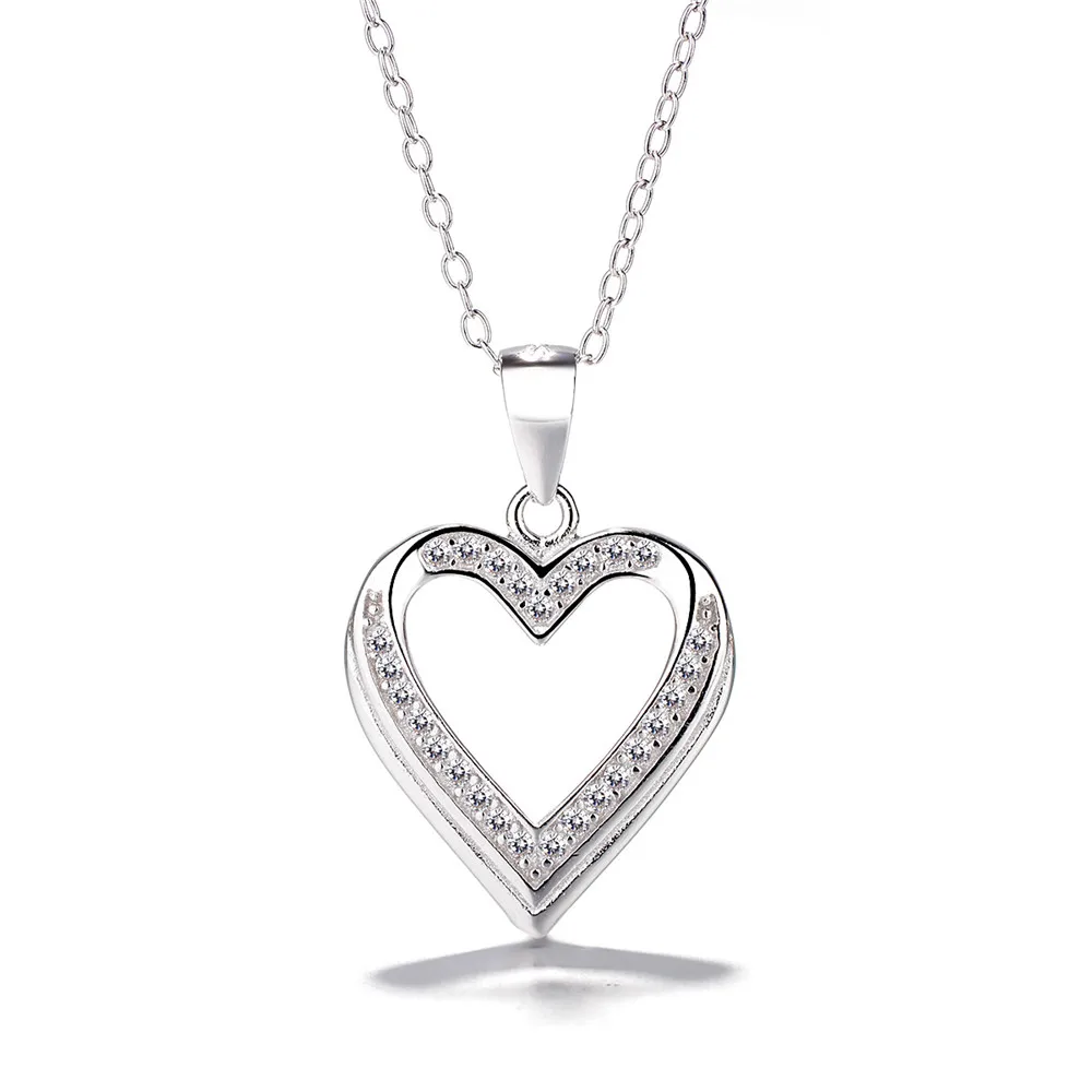 Love Double Hearts Necklaces Pendant for Women 925 Sterling Silver
