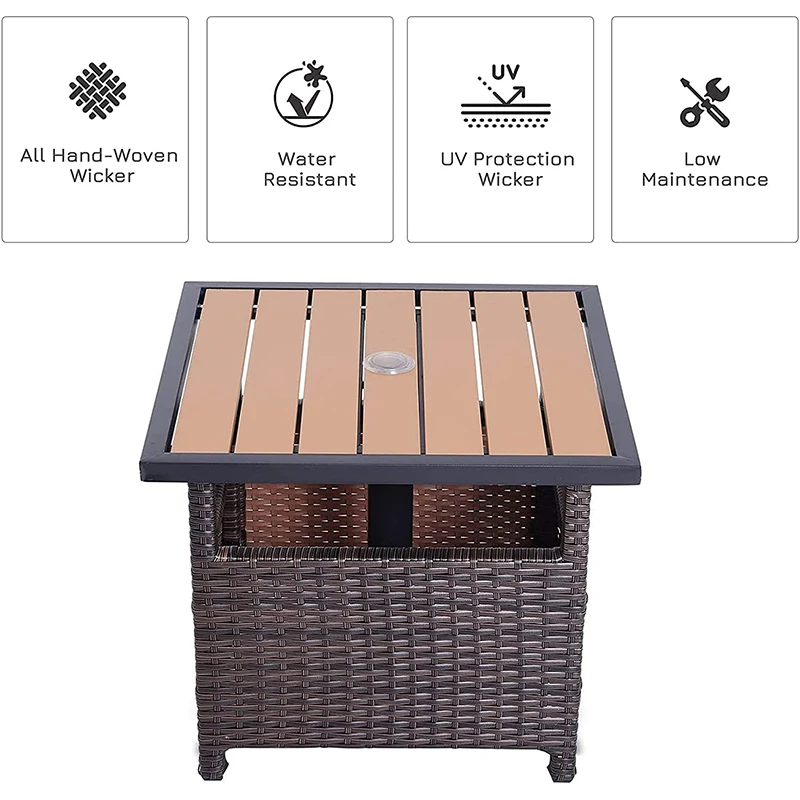 Best Choice Products Wicker Rattan Patio Side Table Outdoor Furniture