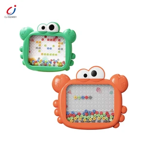Chengji Magnetic Drawing Baby Puzzles Colorful Crab Plastic Puzzle Educational Toy Magnetic Bead Board Kids Drawing Board