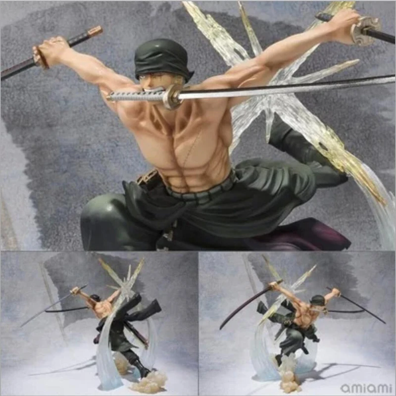 21cm Anime Zoro Ronoa 3D2Y Three-knife Phantom Ghost Cut Ver. Sauron Action PVC Action Figure Collectible Model Toy