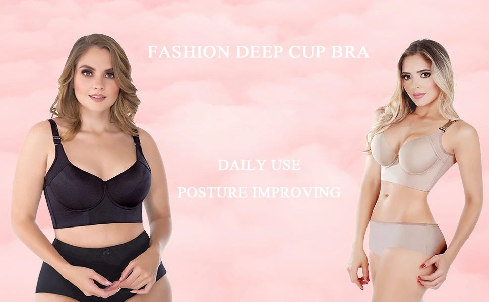 Fashion Deep Cup Bra Hides Back Fat & Side Bra Fat,Full Back