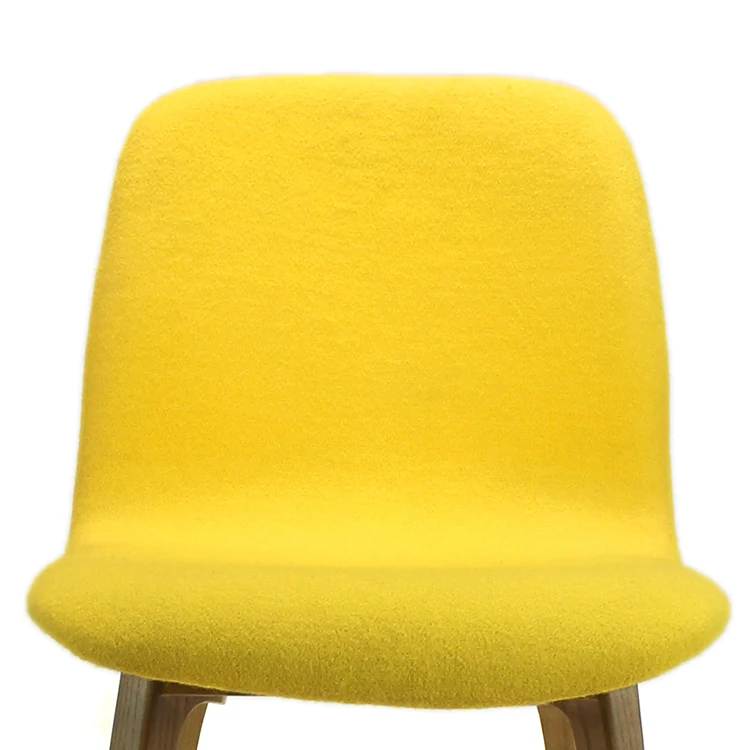 Nordic OEM Commercial Chain Hotel Cafe Shop Restaurant Furniture Wood Frame Upholstered Yellow Color Velvet Fabric Dining Chairs