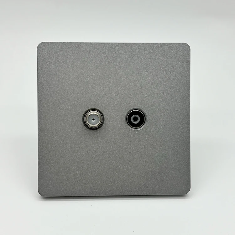 VNX Factory Directly Sale Crystal Large Panel 86 * 86mm TV Socket + Satellite Network Interface Wall Socket for Home