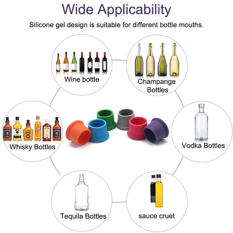 Keep Fresh Anti-dust Bottle Sealer Air-tight Leak-proof Wine Bottle Cap Silicone Bottle Beverage Stopper