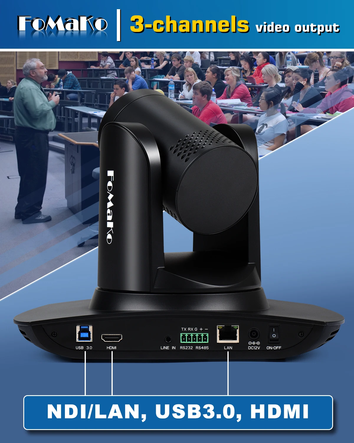 Fomako FMK20UH NDI Camera - 20x Optical Zoom for Live Streaming
