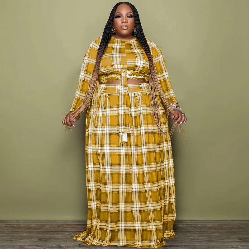 Bh698 New Arrival 2022 Women Fall And Winter Plaid Print Long Sleeve