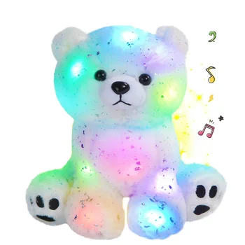 10" LED Stuffed Animal Polar Bear Soft Plush Toys Sitting Posture Wildlife Birthday Holiday Valentine's Day