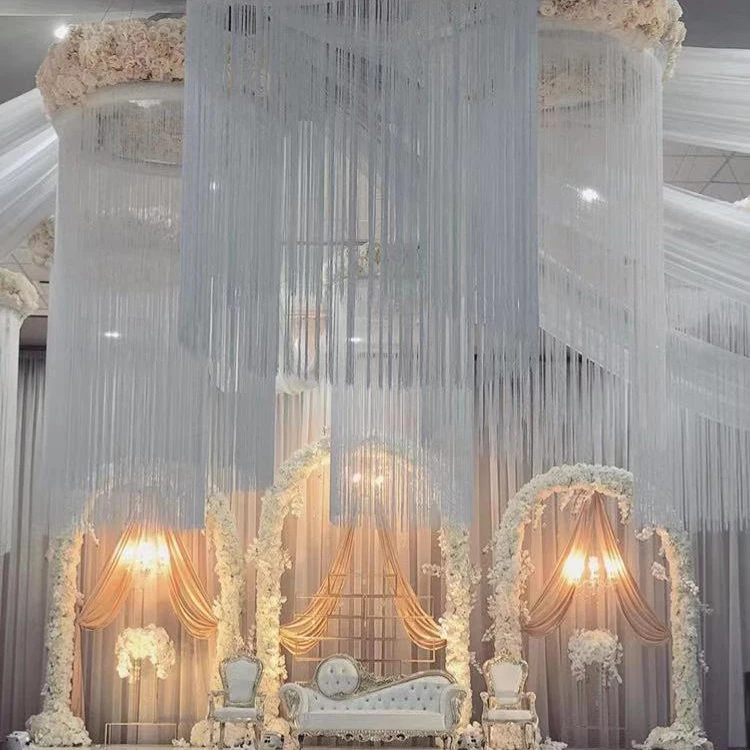 Wedding White String Curtain Ceiling Drape Wedding  Tassels