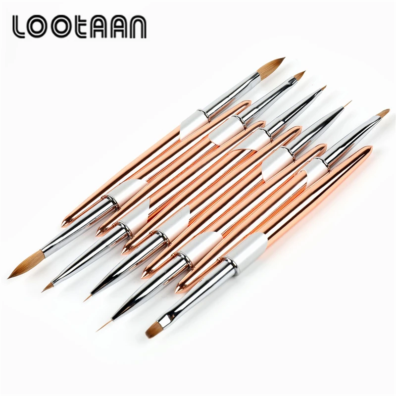 2021 профессиональная Фирменная этикетка розовый Золотой Гель-лак для ногтей набор кистей 100% чистый колонский мягкий соболиный ногтей акриловая кисть Набор для дизайна