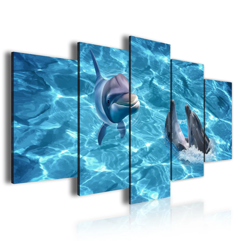 Download Cute Dolphin Prints Painting Aquarium 5 Panel 3d Frame Art Photo Picture For Bedroom Buy Picture Frame Art Photo Picture 3d Picture Product On Alibaba Com