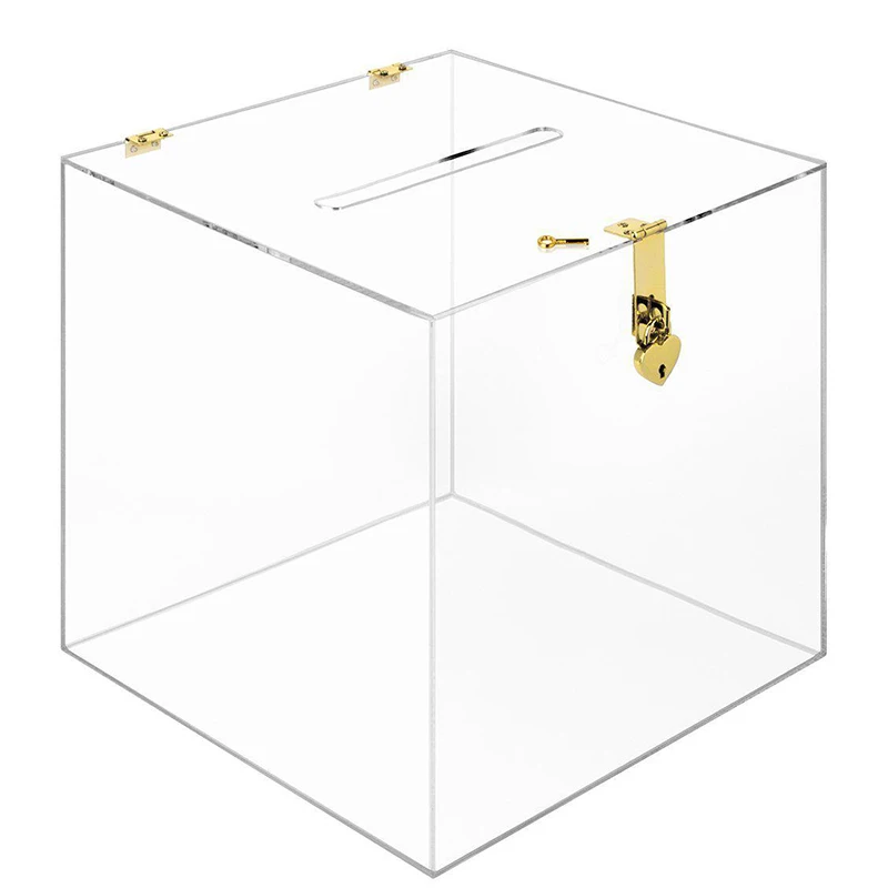 Elegant Personalized Name Card Box Wedding Acrylic Card Box With Lock