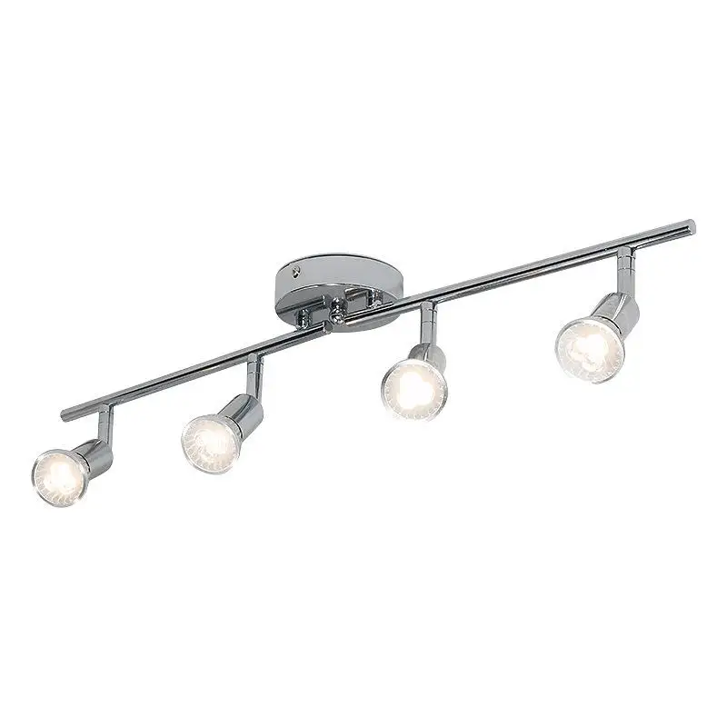 Iluminação LED premium cromada para sala de estar, trilho de 4 luzes, spots de parede multidirecionais para uso comercial._voghion.com