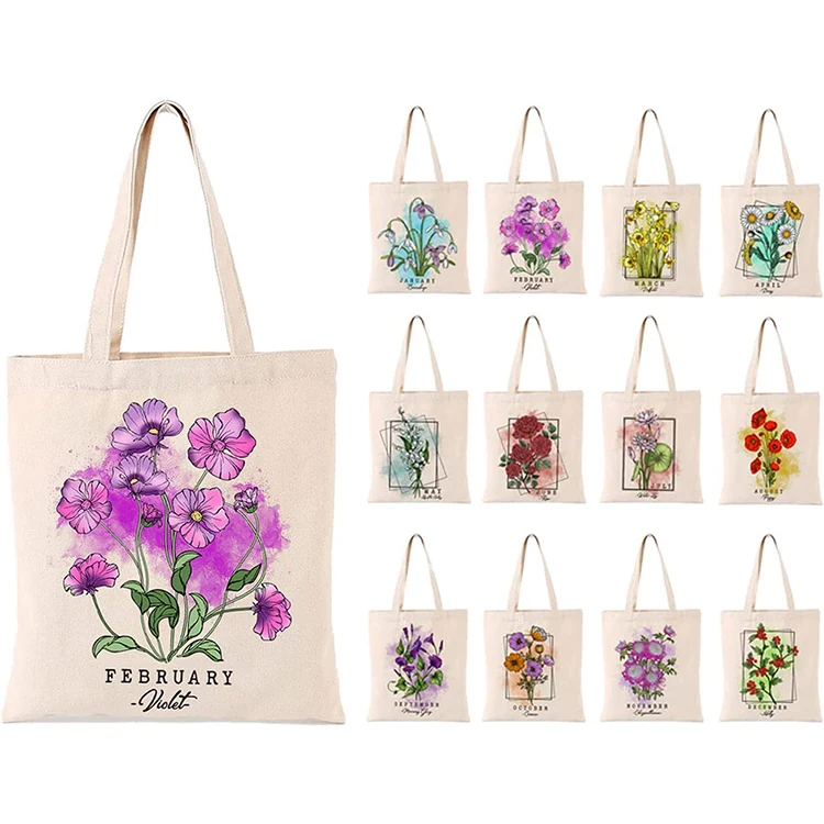 Source Custom Pattern Flowers Canvas Tote Bag for Women Reusable Shopping  Cloth Grocery Floral Tote Bags with Zipper Handles on m.