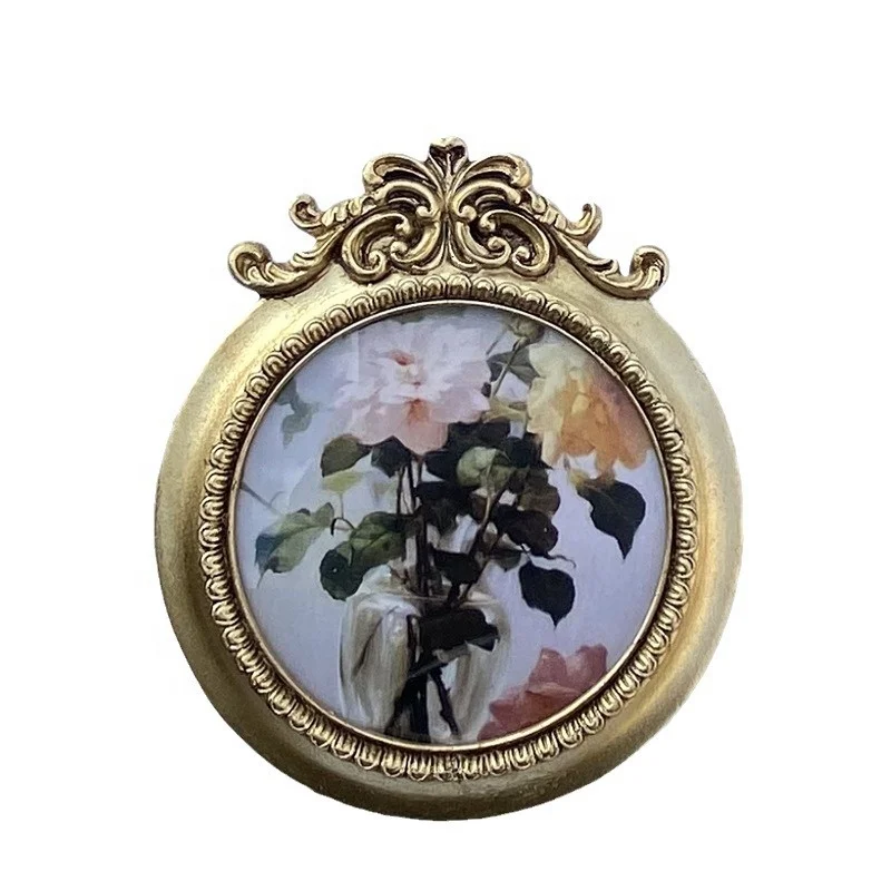 Custom Resin Small Photo Frame Mirror Simple Arched Shape Antique Gold Large Home Wedding Favor Decorations Gift