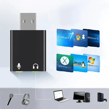 USB Geluidskaart Adapter 7.1 Kanaals 3.5mm Audio Interface USB2.0 Microfoon Headset Universele Computer Game Geluidskaart