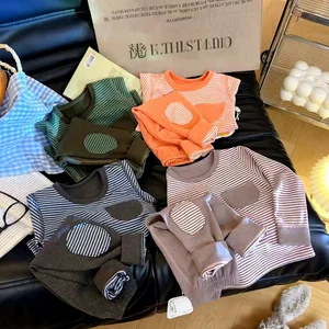 Children's Thick Downy Underwear Set - New Fall/Winter Style - Striped Boys' and Girls' Pajamas - Junior Homewear