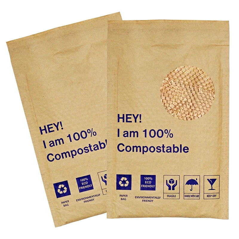 Custom Compostable Kraft Paper Envelope Mailers Recyclable 100 Biodegradable Padded