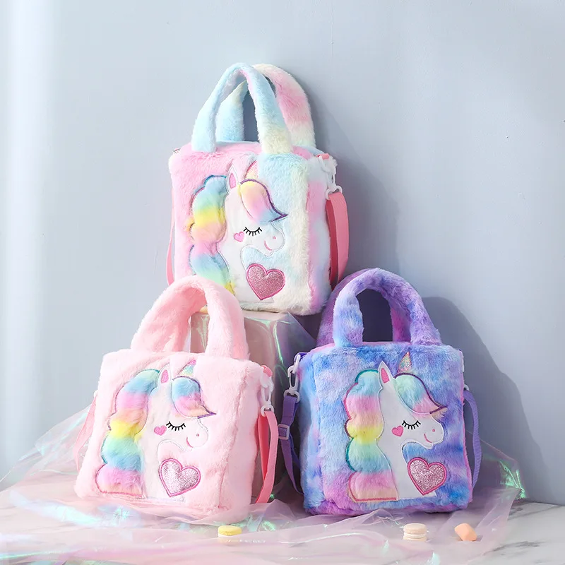 Soft Plush Unicorn Trendy Totes Bag For Kids