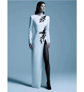 Bettergirl 2025 Star Series Embroidered bead nail bead flower long sleeved slit long dress