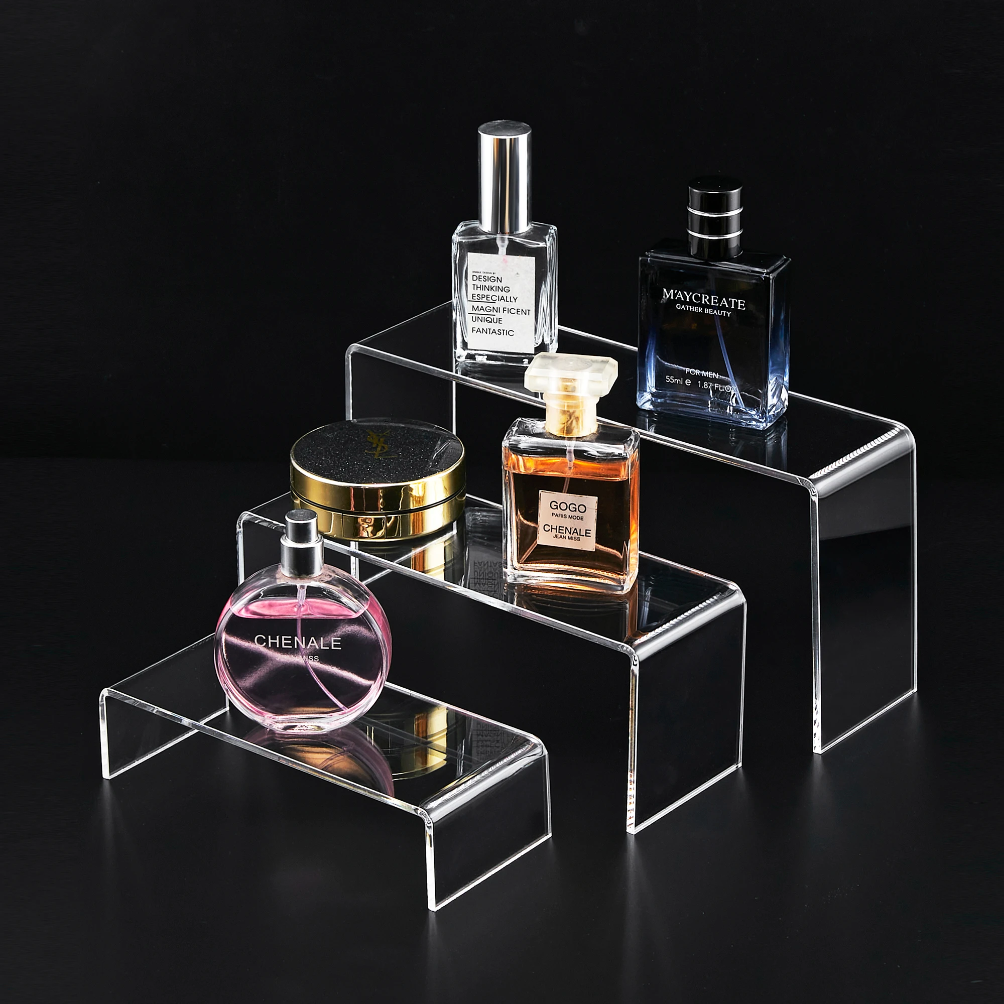 Customizable 5 Tier Transparent Acrylic Display Rack Set of Props for Shoes Storage and Store Display