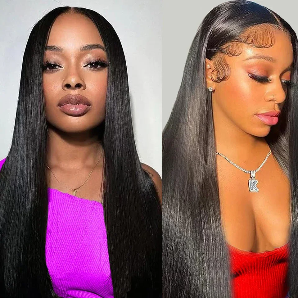 Chiusura in pizzo dritto per capelli Remy brasiliani 100% capelli umani 13x1 e 6x1 parte a T economica_voghion.com