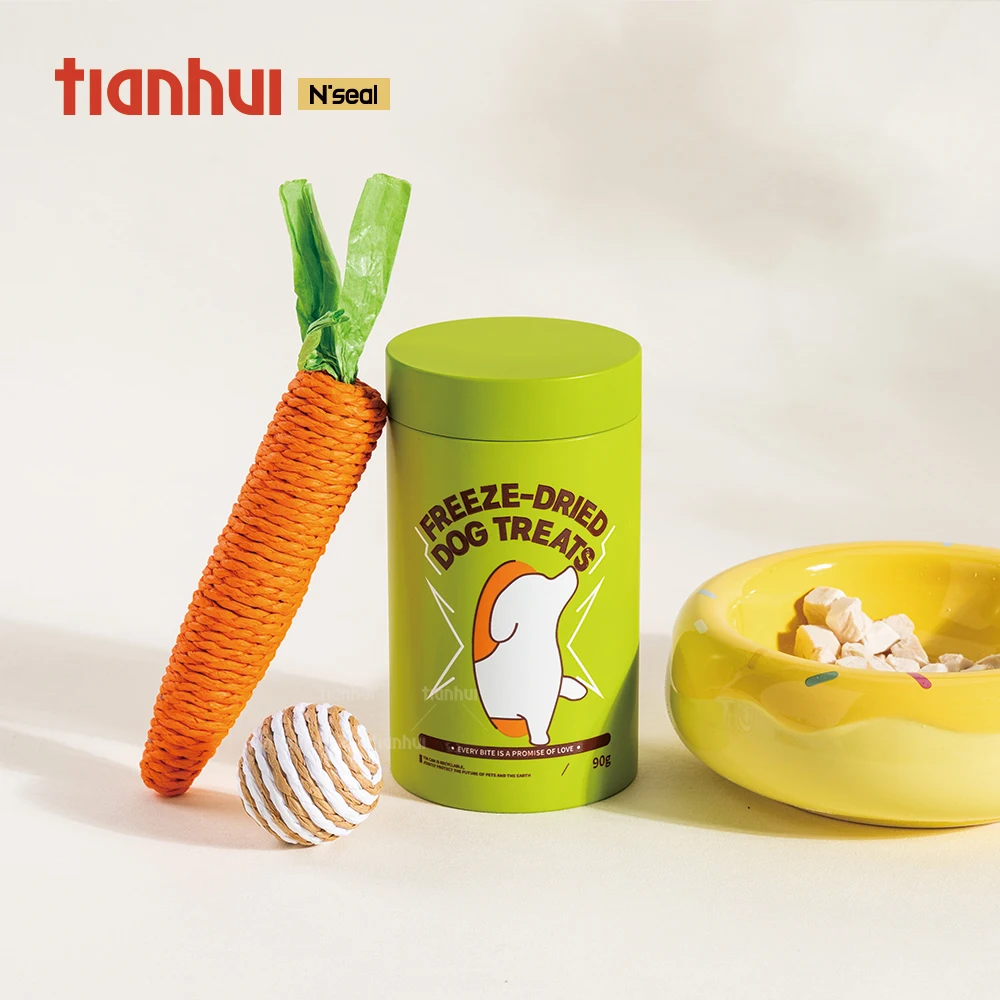 Boîte de rangement étanche Tianhui pour friandises de compagnie, contenant en tôle personnalisable pour fournitures alimentaires pour animaux