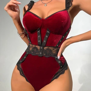 Custom Women Sexy Lingerie Lace Velvet Sexy Erotic Underwear Bodysuit Lingerie