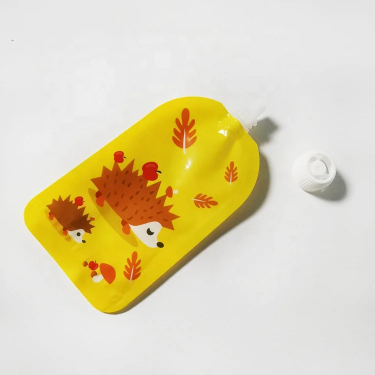 BPA Free Custom Printed Refillable Squeeze Spout Pouches for Homemade Organic Baby Toddlers Kids Food with Reusable Zipper