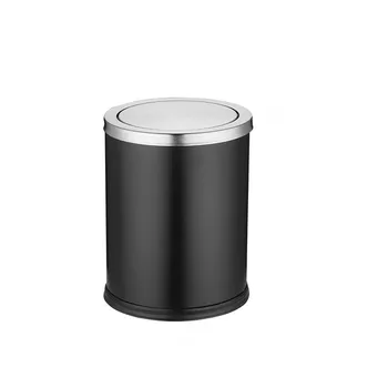 Swivel-A-Lid Small Bin Guest Room Trashcan Hotel Supplies Luxury Black Silver And Gold Stainless Steel Waste Bins Garbage Can