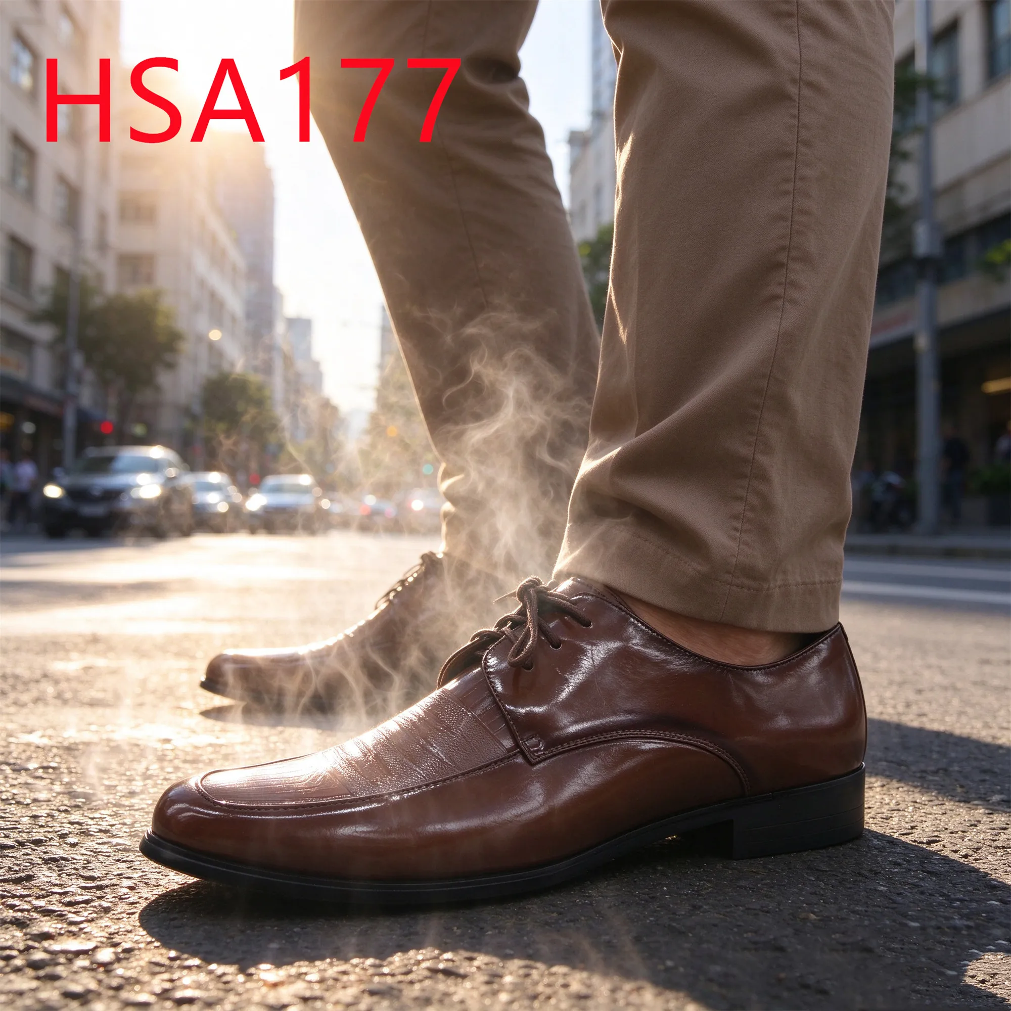 HY,Client Visit Square Toe Style Brown Hua Singh Men Leather Shoes Simulated crocodile Texture Lace up Derby Dress Shoes HSA177